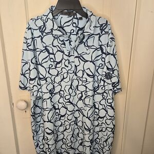 G/FORE Light Blue and Navy Abstract Polo Shirt